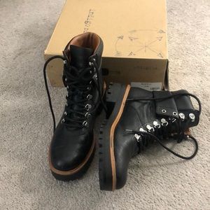 Black leather combat/moto boots